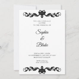 Elegante Schwarz-Weiß-Kunst-Déco Hochzeit Einladung