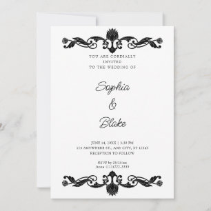 Elegante Schwarz-Weiß-Kunst-Déco Hochzeit Einladung