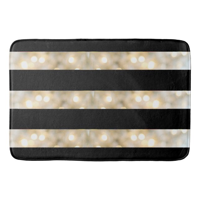 Elegante Schwarz-Weiß-Lichter Streifen Chic Modern Badematte (Vorderseite)