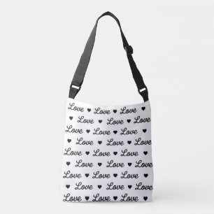 Elegante Schwarz-Weiß-Liebe Tragetaschen Mit Langen Trägern