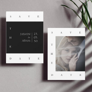Elegante Schwarz Weiß Minimal Foto Hochzeit Save The Date