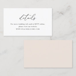 Elegante Schwarz-Weiß-Minimal-Hochzeitsdetails-Kar Visitenkarte