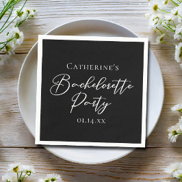 Elegante Schwarz-Weiß-Minimalist-Junggesellinnen-A Serviette