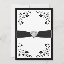 Elegante Schwarz-Weiß-Mit Monogramm Einladung