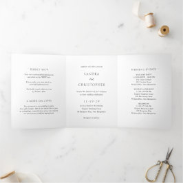Elegante Schwarz-Weiß-Moderne Hochzeit Dreifach Gefaltete Einladung