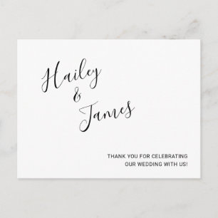Elegante Schwarz-Weiß-Moderne Hochzeit Vielen Dank Postkarte