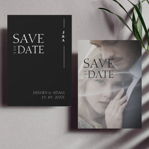 Elegante Schwarz-Weiß-Monogramm-Foto-Hochzeit Save The Date