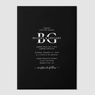 Elegante Schwarz-Weiß-Monogramm-Initialen Hochzeit