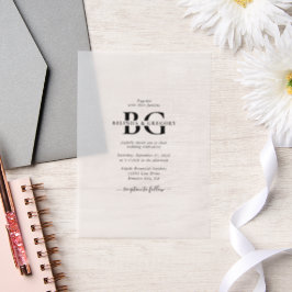 Elegante Schwarz-Weiß-Monogramm-Initialen Hochzeit