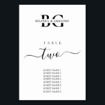 Elegante Schwarz-Weiß-Monogramm-Initialen Hochzeit Tischnummer<br><div class="desc">Ein minimalistisches Schwarz-Weiß Monogramm Initialen Hochzeitsdesign. Ein einfaches Design, das die Initialen und Namen der Braut und des Bräutigams verwendet, um ein elegantes klassisches Monogramm zu erstellen. Ein charmantes, minimalistisches mit Monogramm Design mit klassischer Schriftzeichen. Eine elegante Schwarz-Weiß-Monogramm Initialen thematisch Hochzeit einladen Tischnummer Design mit modernen Elementen. Auch die passenden...</div>