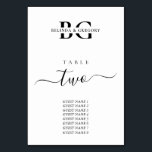 Elegante Schwarz-Weiß-Monogramm-Initialen Hochzeit Tischnummer<br><div class="desc">Ein minimalistisches Schwarz-Weiß Monogramm Initialen Hochzeitsdesign. Ein einfaches Design, das die Initialen und Namen der Braut und des Bräutigams verwendet, um ein elegantes klassisches Monogramm zu erstellen. Ein charmantes, minimalistisches mit Monogramm Design mit klassischer Schriftzeichen. Eine elegante Schwarz-Weiß-Monogramm Initialen thematisch Hochzeit einladen Tischnummer Design mit modernen Elementen. Auch die passenden...</div>