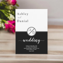 Elegante Schwarz-Weiß-Monogramm Moderne Hochzeit