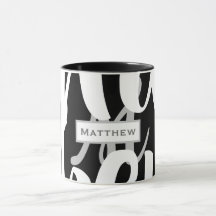 Elegante Schwarz-Weiß-Monogramm-Tasse