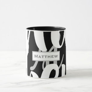 Elegante Schwarz-Weiß-Monogramm-Tasse Tasse