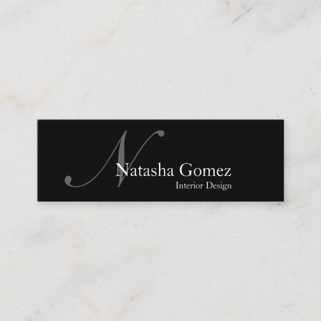 Elegante Schwarz-Weiß-Monogramm-Visitenkarte Mini Visitenkarte (Vorderseite)