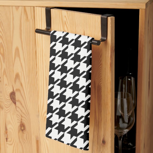 Elegante Schwarz-Weiß-Muster Küchentücher (Drittel gefaltet)