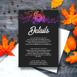 Elegante Schwarz-Weiß-Neon-Hochzeit im Herbst Begleitkarte