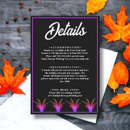 Elegante Schwarz-Weiß-Neongras-Hochzeit im Herbst Begleitkarte
