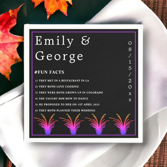 Elegante Schwarz-Weiß-Neongras-Hochzeit im Herbst Serviette (Von Creator hochgeladen)