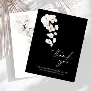 Elegante Schwarz-Weiß-Orchideen Hochzeit Vielen Da Dankeskarte