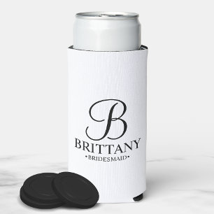 Elegante Schwarz-Weiß Personalisierte Bridesmaid C Selters Dosenkühler