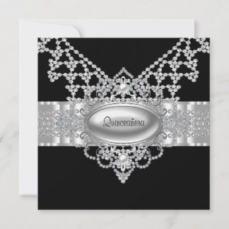 Elegante Schwarz-Weiß-Quinceanera Einladungen