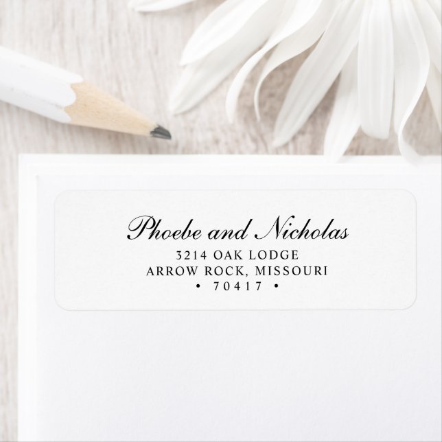 Elegante Schwarz-Weiß-Rücksendeadresse Hochzeit (Insitu)