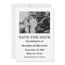Elegante Schwarz-Weiß-Save the Date-Fotokarte