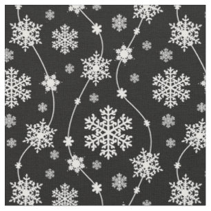 Elegante Schwarz-Weiß-Schneeflocken Stoff