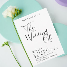 Elegante Schwarz-Weiß-Schrift-Kalligraphie Einladung