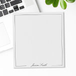 Elegante Schwarz-Weiß-Schrift-Monogramm-Grenze Notizblock<br><div class="desc">Erstellen Sie Ihren eigenen personalisierten Notizblock mit elegantem Schriftmonogramm-Namen und -Grenze in Schwarz-Weiß-Farbe.</div>