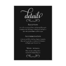 Elegante Schwarz-Weiß-Script-Hochzeitsdetails