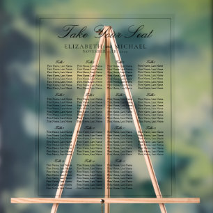 Elegante Schwarz-Weiß-Script-Hochzeitssitze Acrylschild