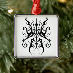 Elegante Schwarz-Weiß-Stammesmaske Abstrakt Ornament Aus Metall