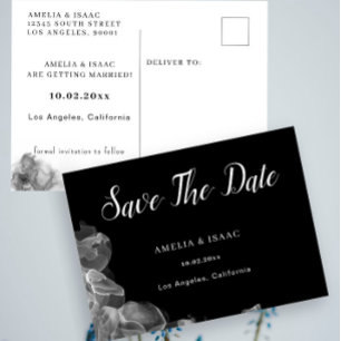 Elegante Schwarz-Weiß-Tinte Hochzeit Save The Date Postkarte