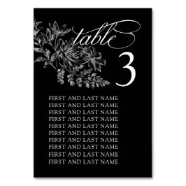 Elegante Schwarz-Weiß-Tischnummer Tischnummer