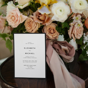 Elegante Schwarz-Weiß-Typografie-Hochzeit Einladung