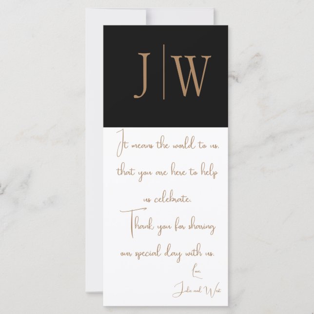Elegante Schwarz, Weiß und Gold Hochzeit Vielen Da (Vorderseite)