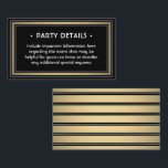 Elegante Schwarz-, Weiß- und Gold-Imitate - Detail Begleitkarte<br><div class="desc">Komplimieren Sie die Party Einladungen in Schwarz und Gold und erhalten Sie wichtige Informationen zu den passenden Gehäusekarten. Alle Formulierungen auf dieser Vorlage sind einfach zu anpassen für jeden Anlass. Diese Karte enthält die Feste Details Ihrer Wahl wie Anfahrtsbeschreibung, Website, besondere Wünsche, Unterkünfte, Empfang, uAwg, etc. Das Design besticht durch...</div>