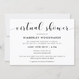 Elegante Schwarz-Weiß Virtual Dusche Einladung