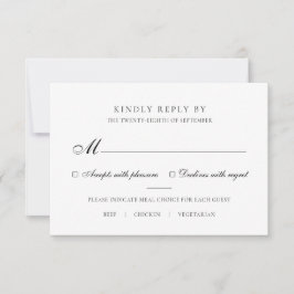 Elegante Schwarz-Weiß-Wahl Meal Wedding RSVP