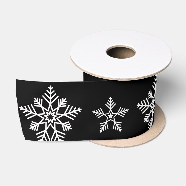 Elegante Schwarz-Weiß-Weihnachtselemente Satinband (Spule)