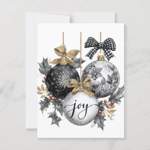 Elegante Schwarz-Weiß-WeihnachtsschmuckSticker Postkarte