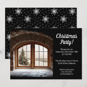Elegante Schwarz-Weiß-Weihnachtszeit-Party Einladu Einladung