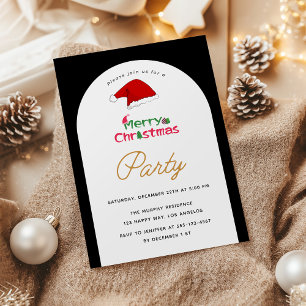 Elegante Schwarz-Weiß-Weihnachtszeit-Party Einladu Einladung