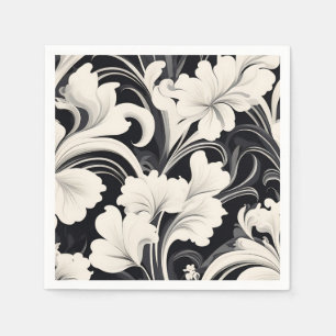 Elegante Schwarz-Weiß-Wirbel Serviette