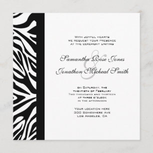 Elegante Schwarz-Weiß-Zebra-Hochzeit Einladung