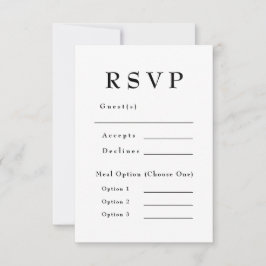 Elegante Schwarz & Weiß-Zeitlose Hochzeit RSVP Karte
