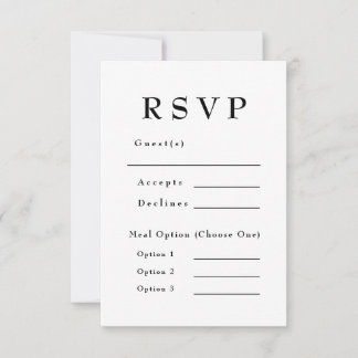 Elegante Schwarz & Weiß-Zeitlose Hochzeit RSVP Karte