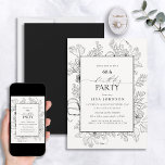 Elegante Schwarz-weiße 60. Geburtstag Blumenstrauß Einladung<br><div class="desc">Die elegante, Schwarz-weiße 60. Geburtstagsfloralinie lädt Sie ein, Ihren besondere Anlass zu erleben. Mit einem auffallenden Schwarz-Weiß-Kunstdesign, das mit Sicherheit Aufmerksamkeit zeichne, strahlt diese Einladung Eleganz aus jeder Perspektive aus. Und mit einem modernen, handgeschriebenen Kalligraphie-Stil werden Ihre personalisierten Geburtstagsdetails wirklich glänzen. Zusätzlich drehe du einfach die Karte hinüber, um auf...</div>